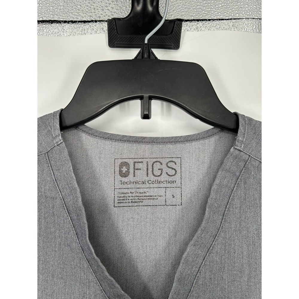 FIGS Catarina One Pocket Scrub Top Women Small Gray Short Sleeve V Neck Pullover - Picture 4 of 7
